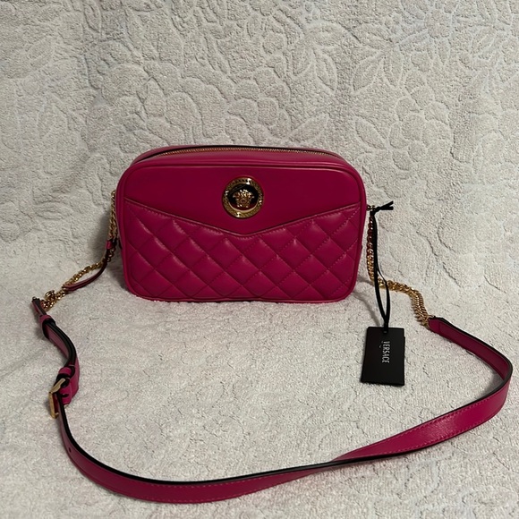 Versace La Medusa icon logo quilted nappa leather Barbie pink crossbody bag NEW - Picture 2 of 7